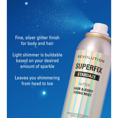Makeup Revolution - Spray con glitter para cuerpo y cabello Superfix Stardaze