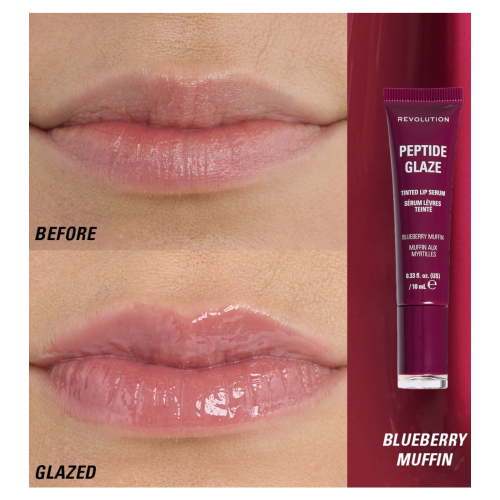 Makeup Revolution - Tinte labial con sérum Peptide Glaze - Blueberry Muffin