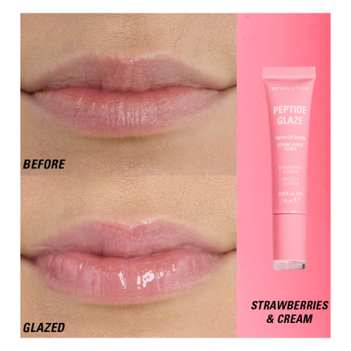 Makeup Revolution - Tinte labial con sérum Peptide Glaze - Strawberry & Cream