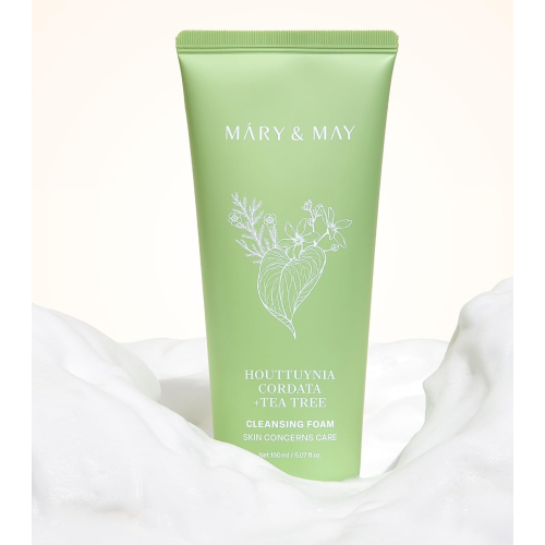Mary & May - Limpiador facial en espuma purificante Houttuynia Cordata + Tea Tree