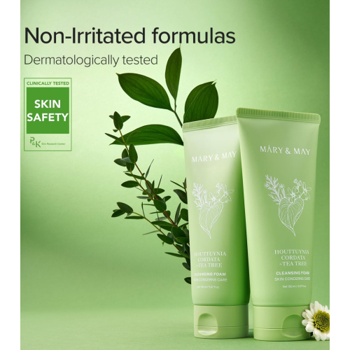 Mary & May - Limpiador facial en espuma purificante Houttuynia Cordata + Tea Tree