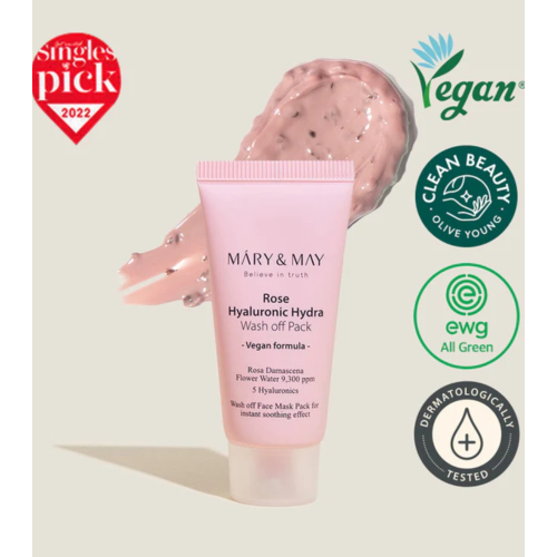 Mary & May - Mascarilla facial Rose Hyaluronic Hydra Wash off