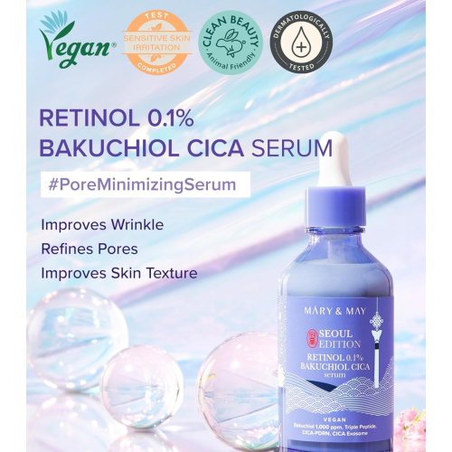Mary & May - Sérum facial Retinol 0.1% Bakuchiol CICA