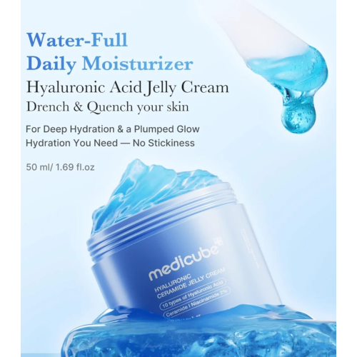 Medicube - Crema facial hidratante Hyaluronic Aqua Cooling Ceramide Jelly