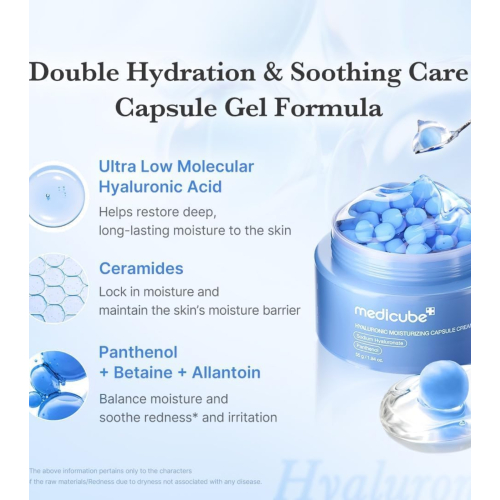 Medicube - Crema facial hidratante Hyaluronic Moisturizing Capsule Cream