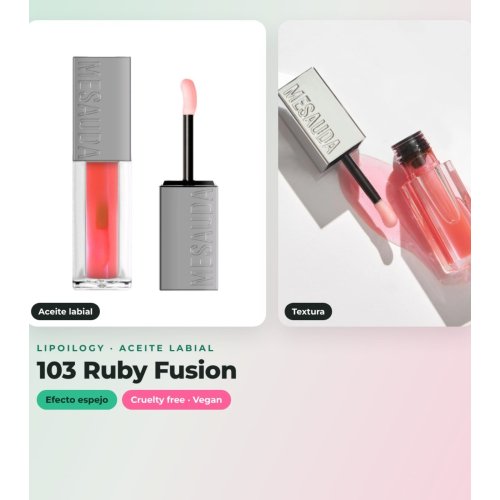 Mesauda - Pack dúo aceite labial Lipoilogy - 102: Pink Elixir + 103: Ruby Fusion