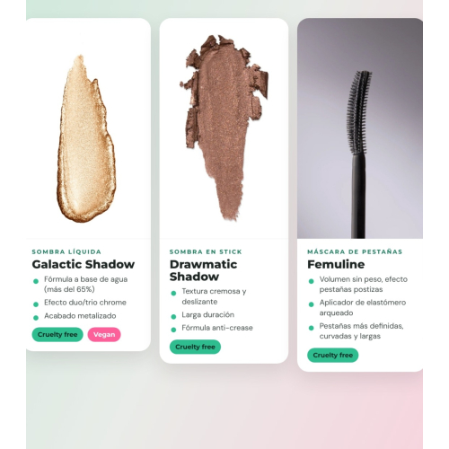 Mesauda - Pack ojos Galactic Shadow 109: Milky Way + Drawmatic Shadow 111: Bronzed + Máscara Femuline