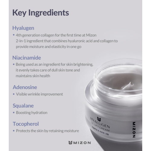 Mizon - *Hyalugen* - Crema facial reafirmante Le Lift Cream