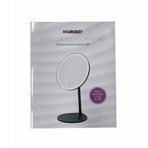 MQBeauty - Espejo de tocador negro recargable con Iluminación LED Regulable
