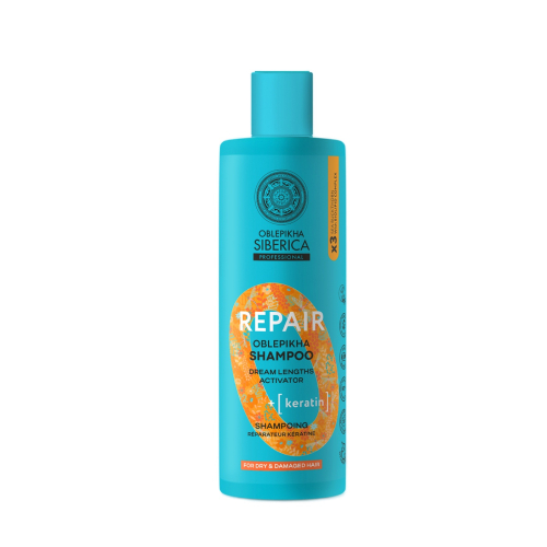 Natura Siberica - Champú Oblepikha reparador de queratina - Para cabello seco y dañado