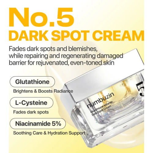 Numbuzin - Crema facial No.5+ Glutathione Vitamin Dark Spot