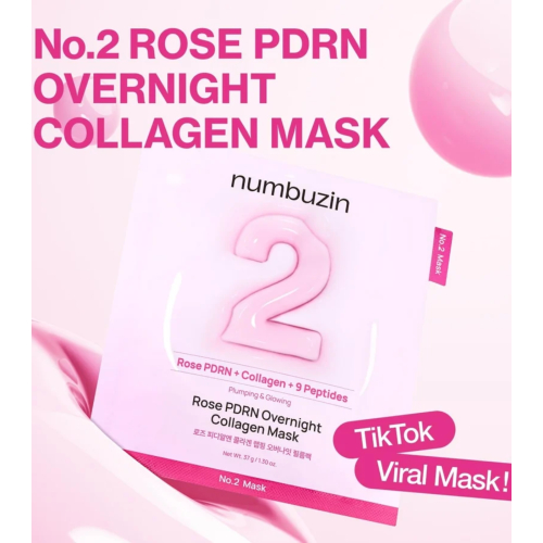 Numbuzin - Mascarilla facial de noche No.2 Rose PDRN Plumping