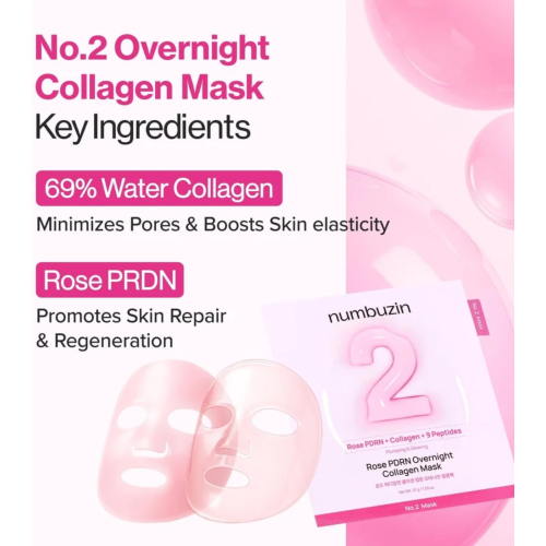 Numbuzin - Mascarilla facial de noche No.2 Rose PDRN Plumping