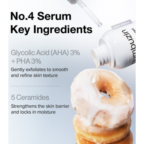 Numbuzin - Sérum exfoliante en ampollas No.4 ceramidas y AHA Glazed Skin Prep - 10ea
