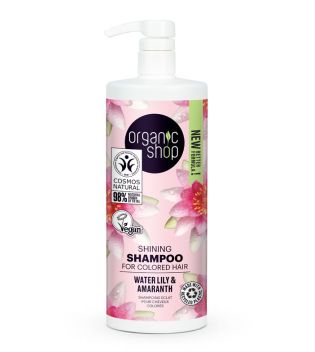 Organic Shop - Champú brillo sedoso para cabello teñido 1000ml - Nenúfar y Amaranto