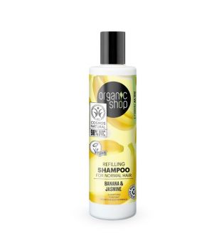 Organic Shop - Champú rellenador para cabello normal  280ml - Plátano y Jazmín