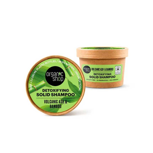 Organic Shop - Champú sólido voluminizador - Cenizas volcánicas y bambú