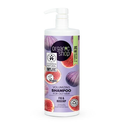 Organic Shop - Champú voluminizador para cabello graso 1000ml - Higo y Escaramujo