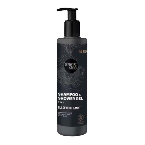 Organic Shop - Champú y gel de ducha 2 en 1 para hombre - Corteza de roble y menta