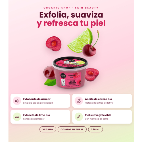 Organic Shop - Exfoliante corporal Skin Beauty - Cereza y lima