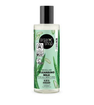 Organic Shop -  Leche limpiadora micelar para todo tipo de pieles - Aloe y Aguacate