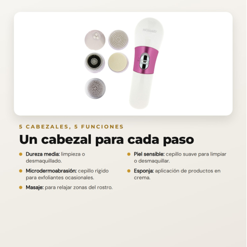 Pack NEXA Lite de MQBeauty – Sistema de Limpieza Facial por Vibración + 5 Cabezales de Recambio (10 Cabezales en Total)