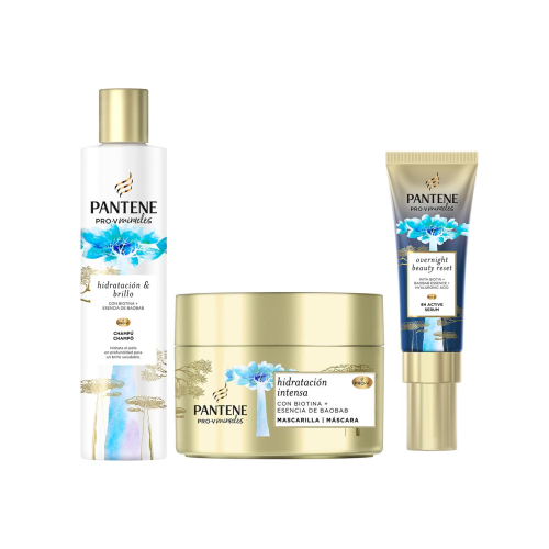 Pantene - *Hidratación & Brillo* - Pack de champú + mascarilla + sérum Pro-V Miracles