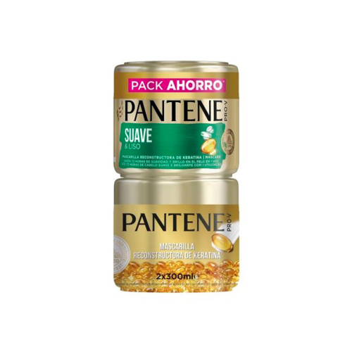 Pantene - Pack de 2 Mascarillas reconstructoras de keratina Suave & Liso