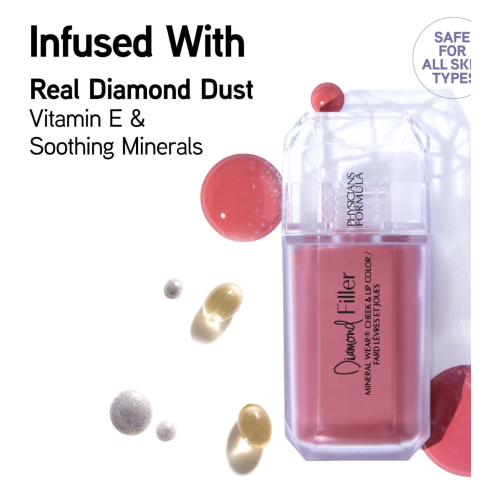 Physicians Formula - Tinte para labios y mejillas Mineral Wear Diamond Filler - Brilliant Peach