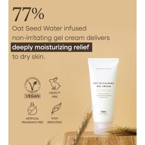 Purito - Crema facial calmante en gel Oat-in + Panthenol