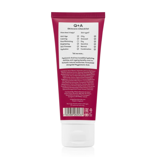Q+A Skincare - Crema hidratante facial con ácido hialurónico