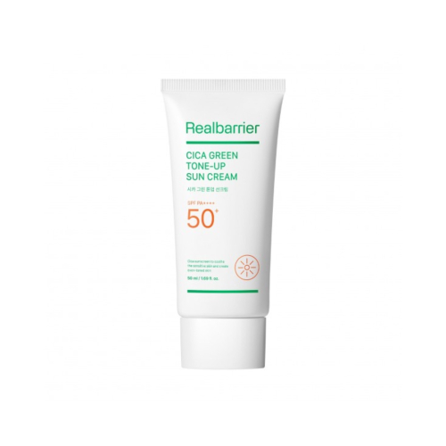 Real Barrier - Protector solar con centella asiática CICA Green Tone-Up SPF 50 PA++++ - Piel sensible y con rojeces