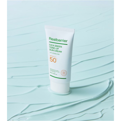 Real Barrier - Protector solar con centella asiática CICA Green Tone-Up SPF 50 PA++++ - Piel sensible y con rojeces