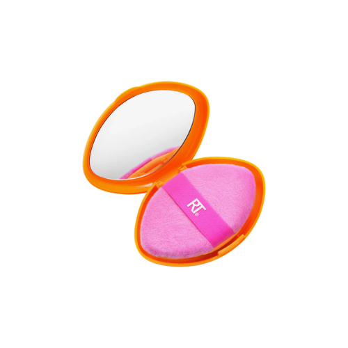 Real Techniques - Borla multiusos de doble cara Miracle 2-in-1 Powder Puff + Estuche de viaje