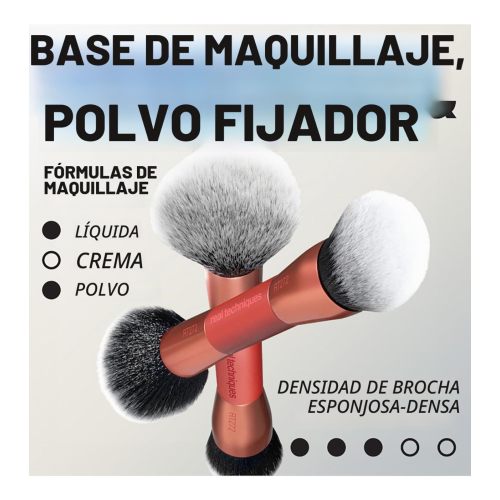 Real Techniques - Brocha doble para base de maquillaje Liquid & Powder - RT272
