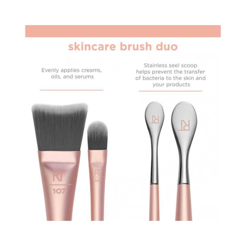 Real Techniques - Dúo de brochas para rostro y ojos Skincare Brush Duo - 107 + 109