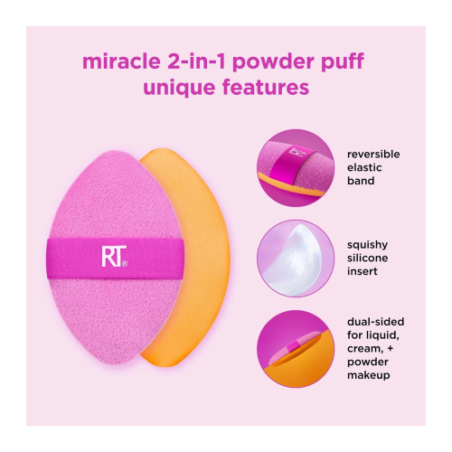 Real Techniques - Borla multiusos de doble cara Miracle 2-in-1 Powder Puff