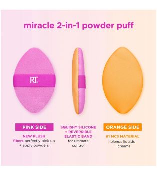 Real Techniques - Borla multiusos de doble cara Miracle 2-in-1 Powder Puff