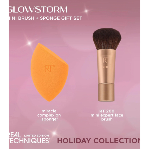 Real Techniques - *Holidays 24* - Set mini brocha + esponja Glowstorm