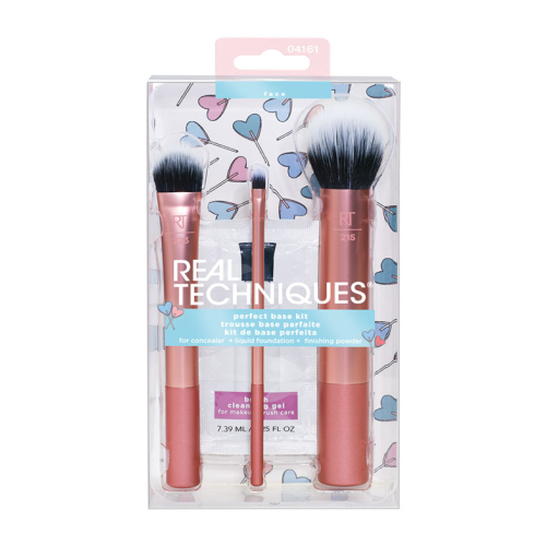 Real Techniques - *Love IRL* - Set de brochas para rostro con limpiador Perfect Base Kit