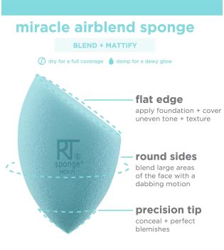 Real Techniques - Pack de esponjas de maquillaje Miracle Airblend Sponge - Acabado mate natural