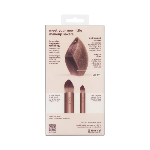 Real Techniques - Set Esponja de maquillaje Makeupsaver + Duo de Brochas para rostro