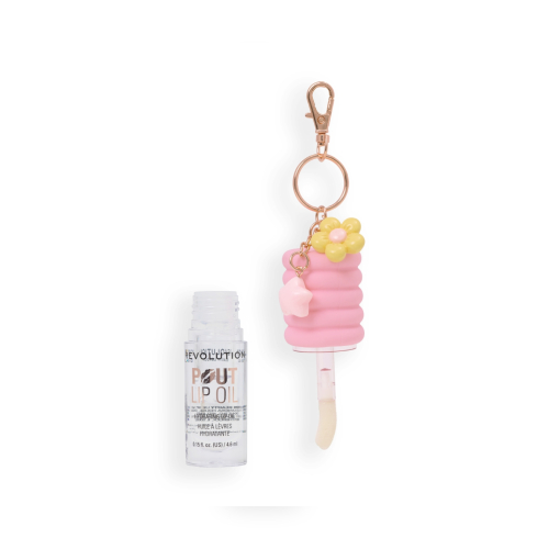 Makeup Revolution - Aceite labial Pout Lip Charm - Lychee Clear Pink