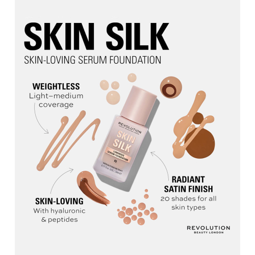 Revolution - Base de maquillaje Skin Silk Serum Foundation - F2