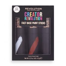 Revolution - *Creator* - Maquillaje artístico en sticks Fast Base Paint Sticks - Blanco, rojo y negro