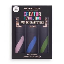 Revolution - *Creator* - Maquillaje artístico en sticks Fast Base Paint Sticks - Rosa, azul y verde