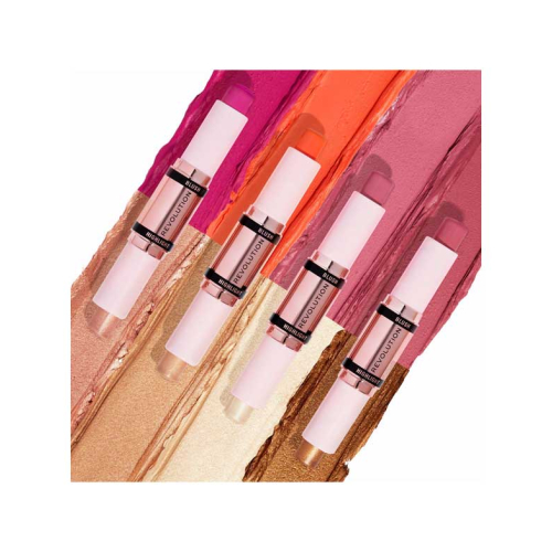 Revolution - Dúo de colorete e iluminador en stick - Flushing Pink