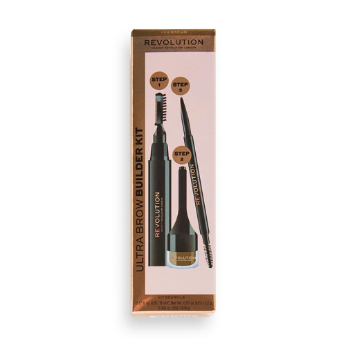 Revolution - Kit de cejas Ultra Brow Builder - Ash Brown