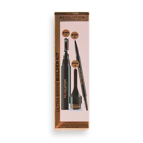 Revolution - Kit de cejas Ultra Brow Builder - Dark Brown
