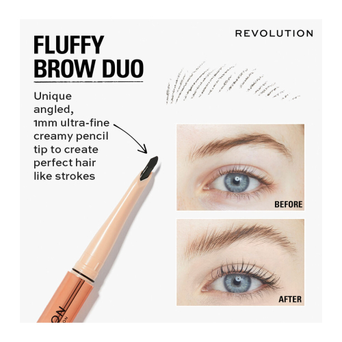 Revolution - Lápiz de cejas Fluffy Brow Filter Duo - Dark Brown